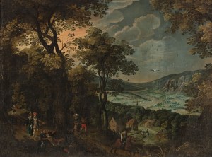 Autore imprecisato, paesaggio fiammingo, prima metà del XVII secolo.