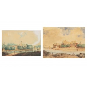 Kwiatkowski Teofil (1809 - 1891), View of Avignon, Palace of the Popes and Saint-Bénézet Bridge, 2nd half of 19th century / View of the Abbey, 2nd half of 19th century.