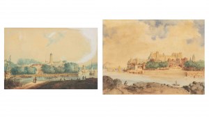 Kwiatkowski Teofil (1809 - 1891), Veduta di Avignone, del Palazzo dei Papi e del Ponte di Saint-Bénézet, seconda metà del XIX secolo / Veduta dell'Abbazia, seconda metà del XIX secolo.