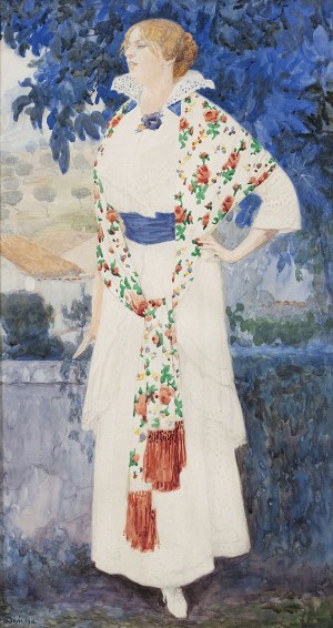 Okuń Edward (1872 - 1945), Portrait of the artist's wife, 1916