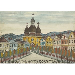 Krynicki Nikifor (1895 - 1968), Paysage avec une église orthodoxe, vers 1960