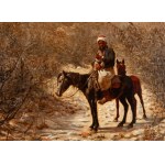 Jacek Malczewski (1854 Radom - 1929 Kraków), Krajobraz z jeźdźcem na koniu (Widok na teatr rzymski w Aspendos), po/lub 1884