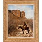 Jacek Malczewski (1854 Radom - 1929 Kraków), Krajobraz z jeźdźcem na koniu (Widok na teatr rzymski w Aspendos), po/lub 1884