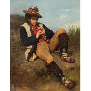 Tadeusz Ajdukiewicz (1852 Wieliczka (lub Bochnia 1853) - 1916 Kraków), Chłopiec grający na flecie, 1875