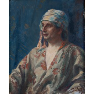 Teodor Grott (1884 Częstochowa - 1972 Kraków), Portret aktora Leona Wyrwicza (Głowa Wyrwicza w turbanie), 1922