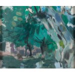 Jan Wacław Zawadowski (1891 Skobełka na Wołyniu - 1982 Aix en Provence), Pejzaż z drzewami nad wodą