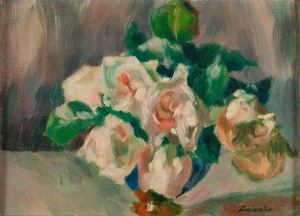 Jan Wacław Zawadowski (1891 Skobełka en Volhynie - 1982 Aix en Provence), Roses dans un vase