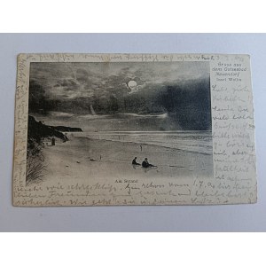 POCZTÓWKA WISEŁKA, WOLIN, NEUENDORF INSEL WOLLIN, DŁUGI ADRES, PRZEDWOJENNA 1904 R, ZNACZEK, STEMPEL
