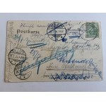 POCZTÓWKA WISEŁKA, WOLIN, NEUENDORF INSEL WOLLIN, DŁUGI ADRES, PRZEDWOJENNA 1904 R, ZNACZEK, STEMPEL