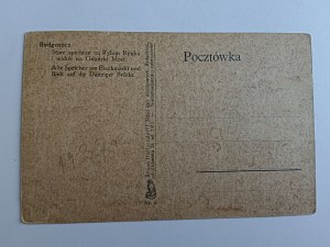 POSTCARD BYDGOSZCZ OLD GRANARIES ON FISH MARKET GDANSK BRIDGE, PRE-WAR 1925