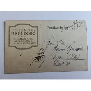 POCZTÓWKA DZIENNIK BERLIŃSKI, BERLIN, PRZEDWOJENNA 1919 R