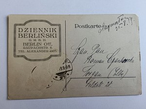 POCZTÓWKA DZIENNIK BERLIŃSKI, BERLIN, PRZEDWOJENNA 1919 R