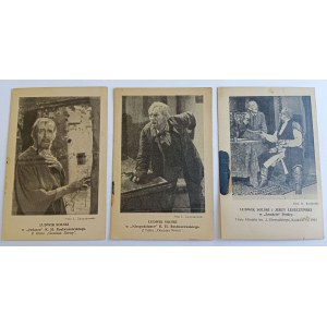 SET OF 3 POSTCARDS FILM GENIUS OF REVENGE, REVENGE THEATER, ACTOR LUDWIK SOLSKI, 1945, FOT ZAJĄCZKOWSKI, BURZYŃSKI