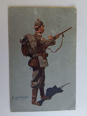 POSTCARD ARMY, SOLDIER, RIFLE, LUSCHWITZ-KOREFFSKI, PRE-WAR 1915, STAMP, STAMPED