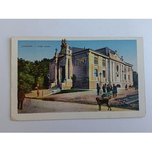 POSTCARD KRAKOW PALACE OF ART, DOG, PRE-WAR 1911