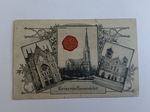 POSTCARD BERLIN GEMEINDEFEST, 3 VIEWS, PRE-WAR 1910, STAMP, STAMPED