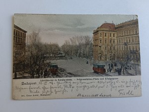 POSTCARD BUDAPEST HUNGARY STREETCAR, LONG ADDRESS, PRE-WAR, 1903