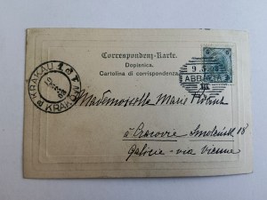 POSTCARD ABBAZIA, CROATIA, LONG ADDRESS, PRE-WAR 1903, STAMP KRAKOW KRAKAU, STAMP
