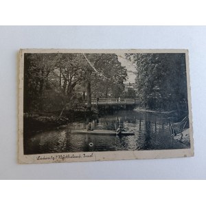 POCZTÓWKA ŁABISZYN LUDERITZ, ŻNIN, WARTHELAND, INSEL, ŁÓDKA JEZIORO, 1943 R