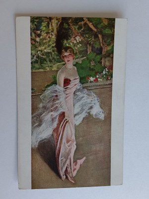 POSTCARD PAINTING HUMBERT, IN THEATER ON STAGE MISS SIMONE FREVALLES, PRE-WAR