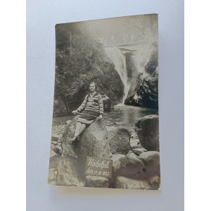 PHOTO PIECHOWICE, WATERFALL SZKLARKA KOCHELFALL, WOMAN, PRE-WAR 1927