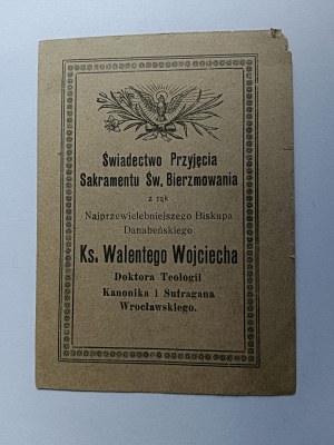 CERTIFICATE OF CONFIRMATION, WROCLAW 1924