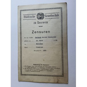 ROSWIN, ROSSWEIN, ŚWIADECTWO SZKOLNE 1928 R