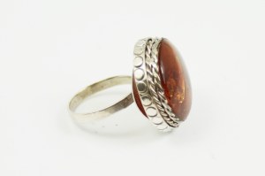 Silver ring with amber dome