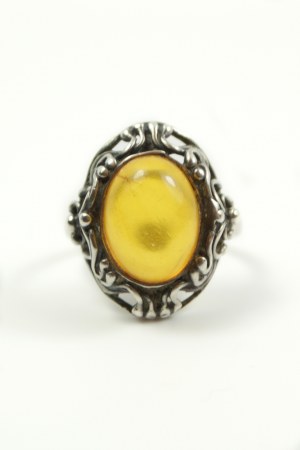 Silver ring with amber after 86', handwork