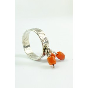 Silver ring with nat.coral - WWB, PRL