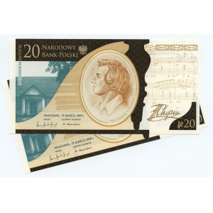 20 złotych 2009 - 200. rocznica urodzin Fryderyka Chopina - zestaw 2 banknotów