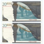 20 złotych 2009 - 200. rocznica urodzin Fryderyka Chopina - zestaw 2 banknotów