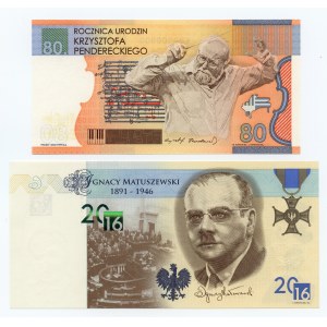 PWPW - Krzysztof Penderecki (2013), Ignacy Matuszewski (2016) - zestaw 2 banknotów