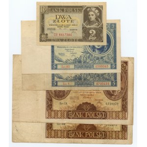 2-100 złotych 1930-1936 - zestaw 5 banknotów