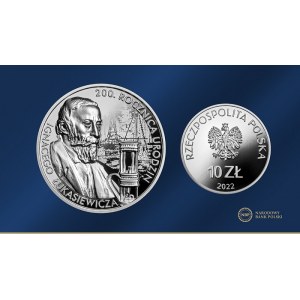 10 złotych 2022 - 200. rocznica urodzin Ignacego Łukasiewicza + folder emisyjny