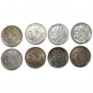 10 złotych 1936 - Józef Piłsudski - zestaw 8 monet