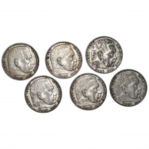 NIEMCY - 2 reichsmark 1937 - zestaw 6 monet