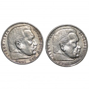 ALLEMAGNE - 5 reichsmark 1935 - ensemble de 2 pièces