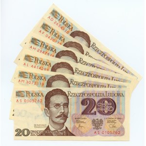 20 złotych 1982 - zestaw 6 banknotów