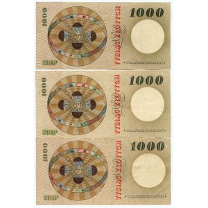 1.000 złotych 1965 - seria C, zestaw 3 sztuk banknotów