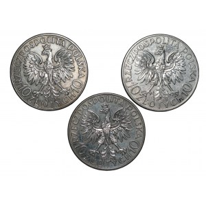 10 złotych 1932-1933 - zestaw 3 sztuk