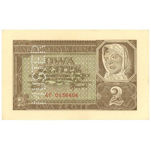 2 złote 1941 - seria AF - perforacja MUSTER
