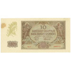 10 złotych 1940 - seria J - perforacja DRUCKPROBE