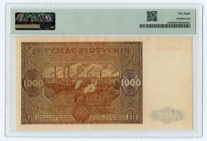 1.000 złotych 1946 - seria Bw. - PMG 58 - Rzadka seria zastępcza