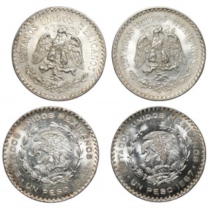 MEXICO - 1 peso 1933-1967 - ensemble de 4 pièces