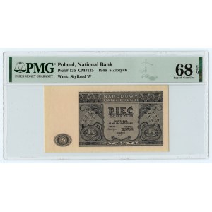 5 złotych 1946 - PMG 68 EPQ - TOP POP