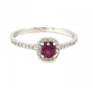 RING IN 14K WHITE GOLD 2.06 GR WITH RUBY AND DIAMONDS - RNG40205