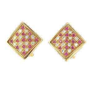 EARRINGS WITH DIAMONDS AND RUIES - AI30510