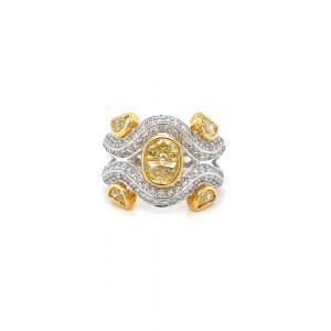 18K WHITE AND YELLOW GOLD RING 13.00 GR WITH FANCY DIAMONDS - HR2011