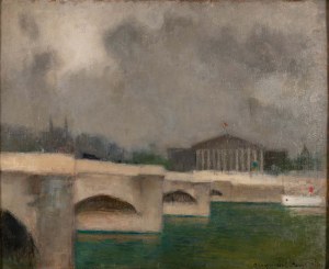 Alfons KARPIŃSKI (1875 Rozwadów - 1961 Kraków), Vue sur le Pont de la Concorde vers la Chambre des Députés à Paris, 1912
